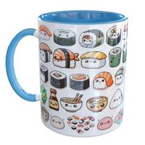 Caneca Porcelana Sushi Comida Japonesa Kawaii