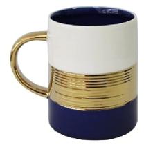 Caneca Porcelana Turquoise Blue Gold 400ml