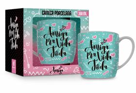 Caneca porcelana urban 360ml - amiga pra vida toda - Brasfoot
