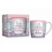 Caneca Porcelana Urban 360ml Boas Amigas
