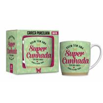 Caneca Porcelana Urban 360ml na Caixa - Super Cunhada Presente Brasfoot