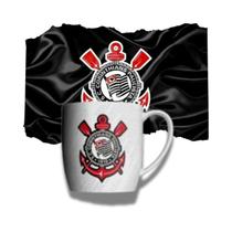 Caneca Porcelana Xicara Cafe Corinthians Branca 360ml Time do Coração Torcida