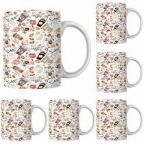 Caneca Porcelana Xícara de Café Chá Coffe Kit 4 Unid