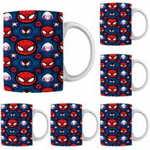 Caneca Porcelana Xícara de Café Chá Homem Aranha Kit 4 Unid