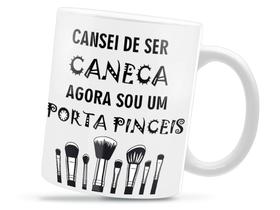 Caneca Porta Lápis Divertida Porcelana Xícara 325ml + Caixa Presente