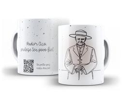 Caneca premium branca cerâmica/ católica com oração/Padre Cícero