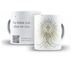 Caneca premium branca cerâmica/católica com oração/Pai nosso Caneca premium branca cerâmica/católica com oração/Pai nosso