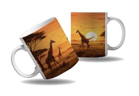 Caneca Presente Animais Grandes Girafa Savana África Manada