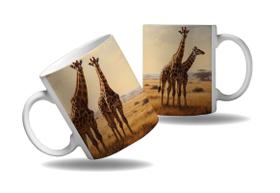 Caneca Presente Animais Grandes Girafa Savana África Manada