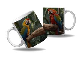 Caneca Presente Aves Coloridas Araras Cores Zoo Pássaros 3