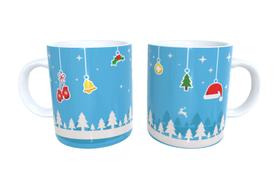 Caneca Presente De Natal Azul Adornos