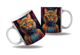Caneca Presente Gatos Psicodélicos Cor Rave Música Coleção 1