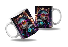 Caneca Presente Geek Nerd Cyberpunk Animal Cachorro Tecno HD