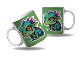 Caneca Presente Geek Nerd Cyberpunk Animal Camaleão Tecno HD