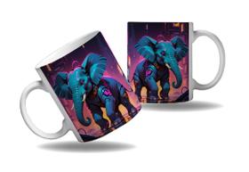 Caneca Presente Geek Nerd Cyberpunk Animal Elefante Tecno HD