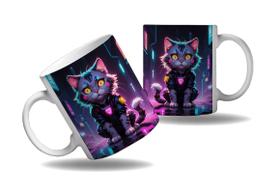 Caneca Presente Geek Nerd Cyberpunk Gatos Fofos Tecno HD