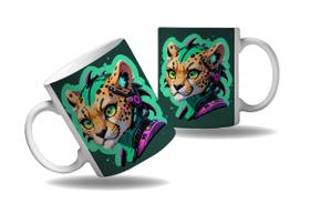 Caneca Presente Geek Nerd Cyberpunk Guepardo Savana Tecno