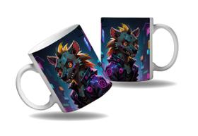 Caneca Presente Geek Nerd Cyberpunk Hiena Savana Tecno