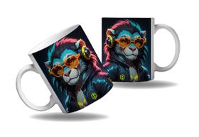 Caneca Presente Geek Nerd Cyberpunk Leão Savana Tecno HD