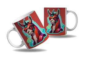 Caneca Presente Geek Nerd Cyberpunk Lhama Alpaca Tecno HD 1