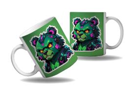 Caneca Presente Geek Nerd Cyberpunk Urso Floresta Tecnologia