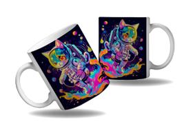 Caneca Presente Geek Nerd Gatinhos Astronautas Galáxias HD