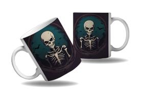 Caneca Presente Halloween Terror Caveiras Ossos Esqueletos 1