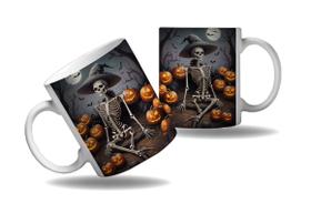 Caneca Presente Halloween Terror Caveiras Ossos Esqueletos 2