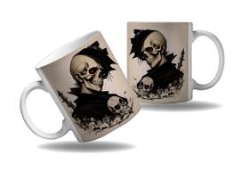 Caneca Presente Halloween Terror Caveiras Ossos Esqueletos 3