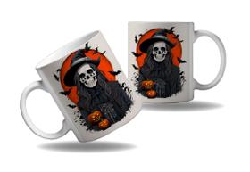 Caneca Presente Halloween Terror Caveiras Ossos Esqueletos 4