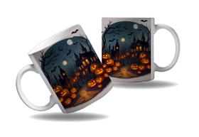 Caneca Presente Halloween Terror Cenário Morcego Arte Nerd 2