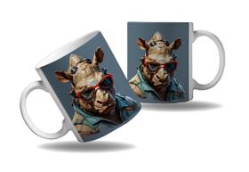 Caneca Presente Nerd Geek Óculos Animal Moderno Rinoceronte