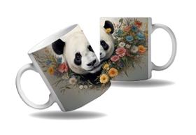 Caneca Presente Pandas Animais Fofos Oriente Preto e Branco
