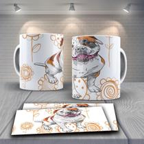 Caneca Presente Porcelana 325Ml Tema Animais Dog Buldogue 2