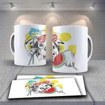 Caneca Presente Porcelana 325Ml Tema Animais Dog Melancia