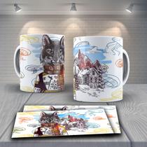 Caneca Presente Porcelana 325ml Tema Animais Raposa