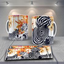 Caneca Presente Porcelana 325Ml Tema Animais Zebras