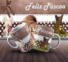 Caneca Presente Porcelana 325Ml Tema Feliz Páscoa Coelho