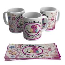 Caneca Presente Porcelana 325ml Tema Mãe Coruja