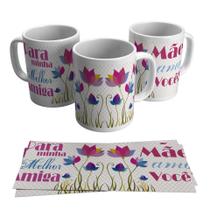 Caneca Presente Porcelana 325Ml Tema Mãe Minha Melhor Amiga