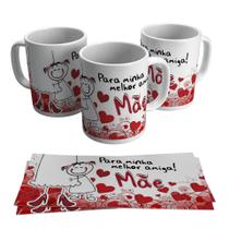 Caneca Presente Porcelana 325Ml Tema Mãe Minha Melhor Amiga