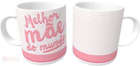 Caneca Presente Porcelana 325ml Tema Melhor Mãe do Mundo Rosa