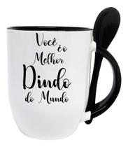 Caneca Preta com Colher Personalizada Melhor Dindo Do Mundo