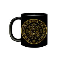 Caneca Preta Cristã Medalha da Cruz Sagrada de São Bento Caneca Preta Cristã Medalha da Cruz Sagrada de São Bento