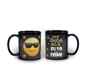 Caneca Preta Humor Emoticon Bebê Hoje Eu Tô Para O Crime