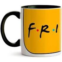Caneca Preta Série Friends Logo Amarelo