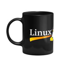 Caneca preta - Tux Linux