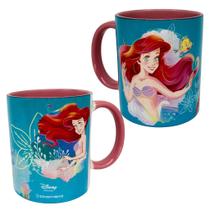 Caneca Princesa Ariel A Pequena Sereia Porcelana 350ml Oficial Disney