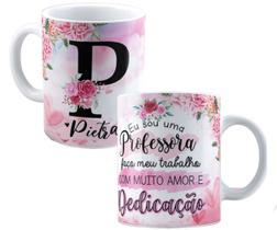 Caneca profissão professora com qualquer nome personalizado