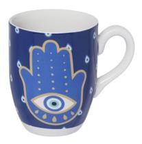 Caneca Proteção em Porcelana Azul e Branca 350ml - Hausktaft